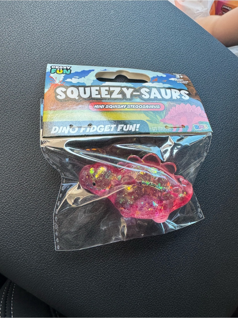 Squeezy-Saurs Mini Squishy Stegosaurus - Pink Glitter